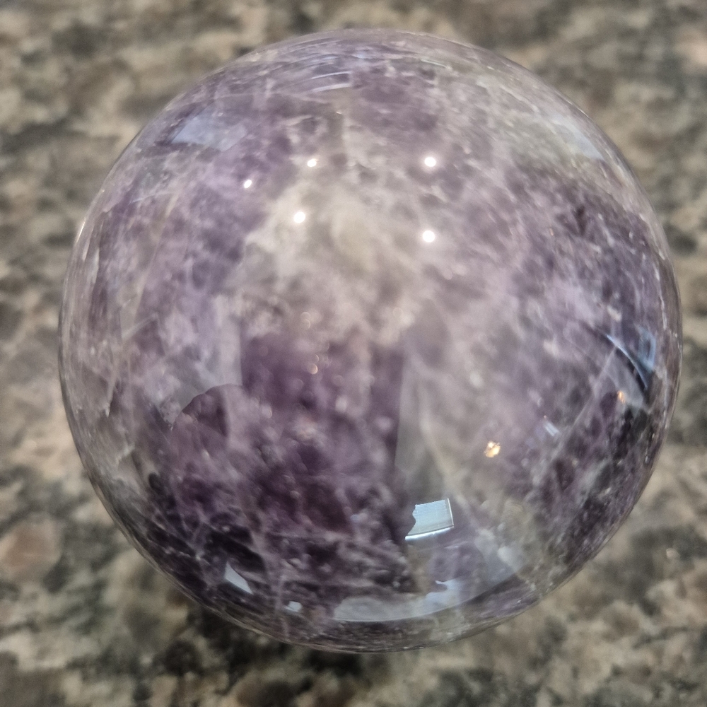 Natural Purple Chevron Dream Amethyst Crystal Sphere Orb New #2 - Picture 7 of 8